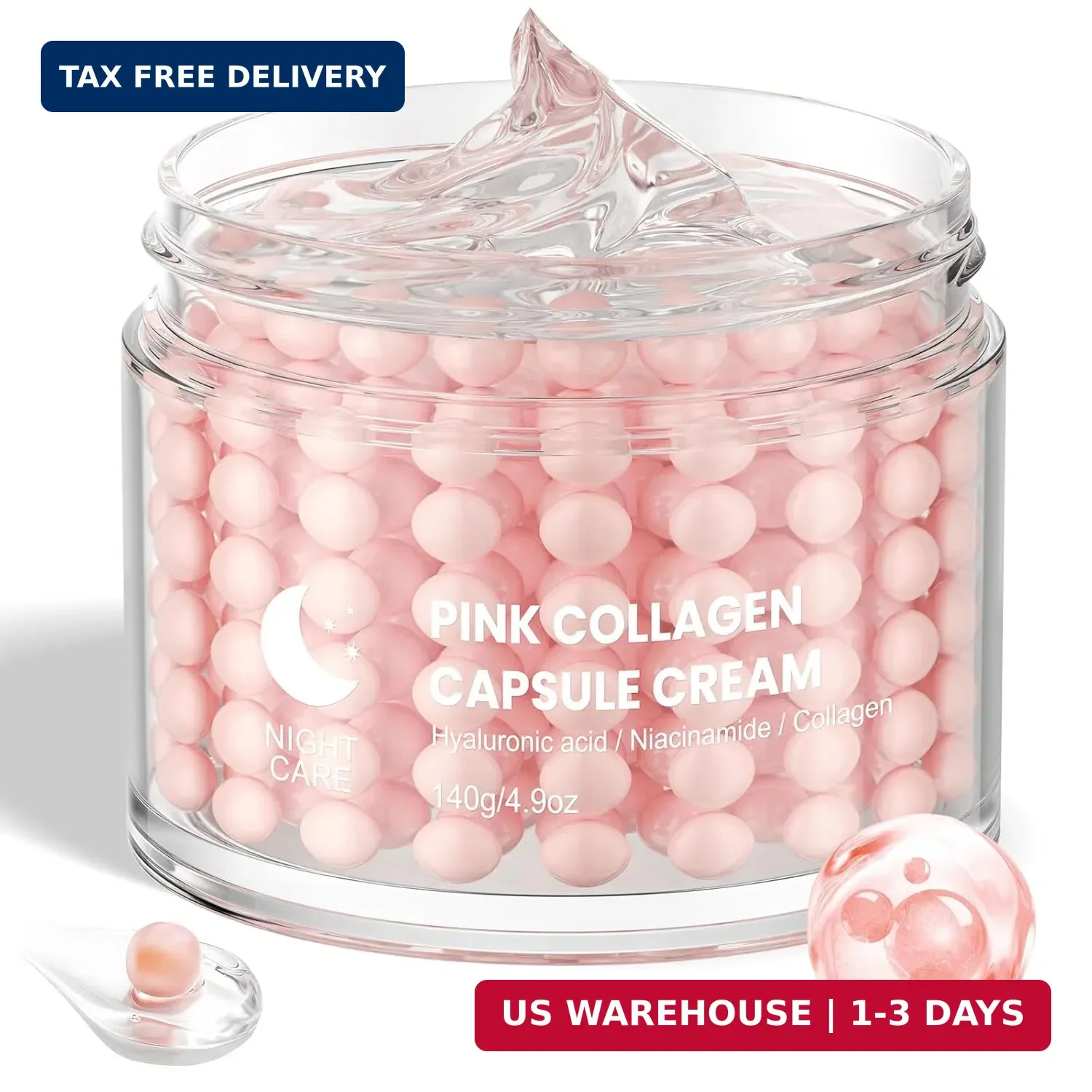 Pink Moisturizer Capsule Face Cream for Radiant And Plump Skin,Reduce Fine Lines