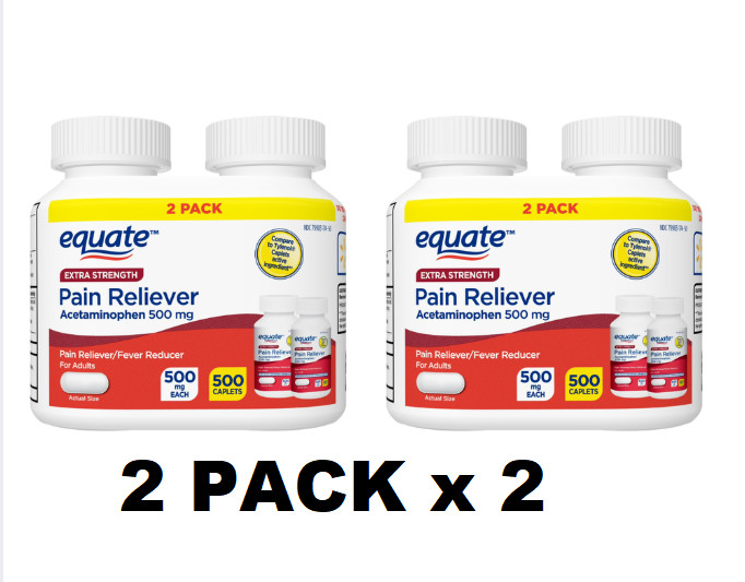 ( 2 PACK x 2 ) Equate Extra Strength Acetaminophen Caplets, 500 mg,250 Count