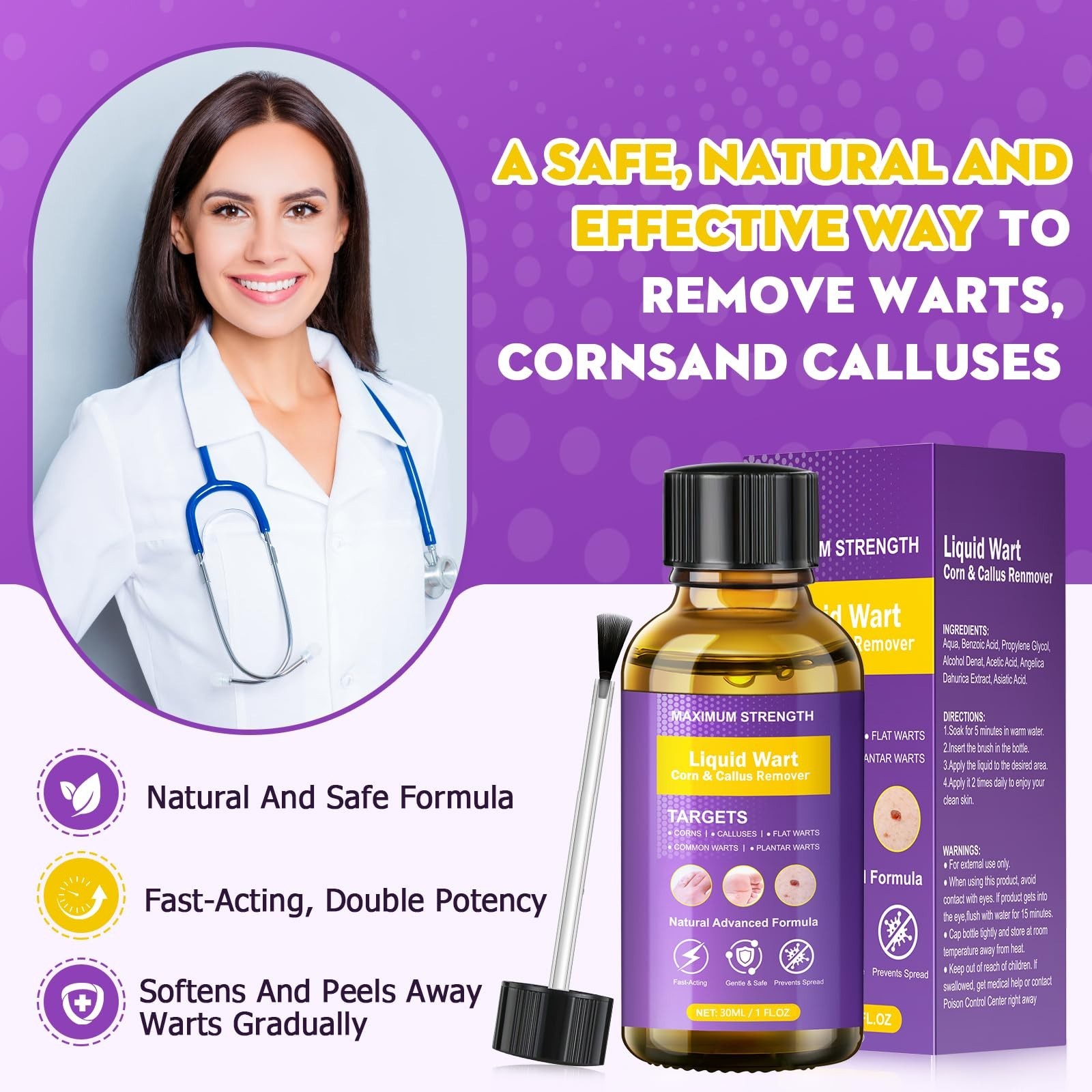 Effective Wart Remover Liquid – Fast Acting Treatment for Plantar, Common & Flat
