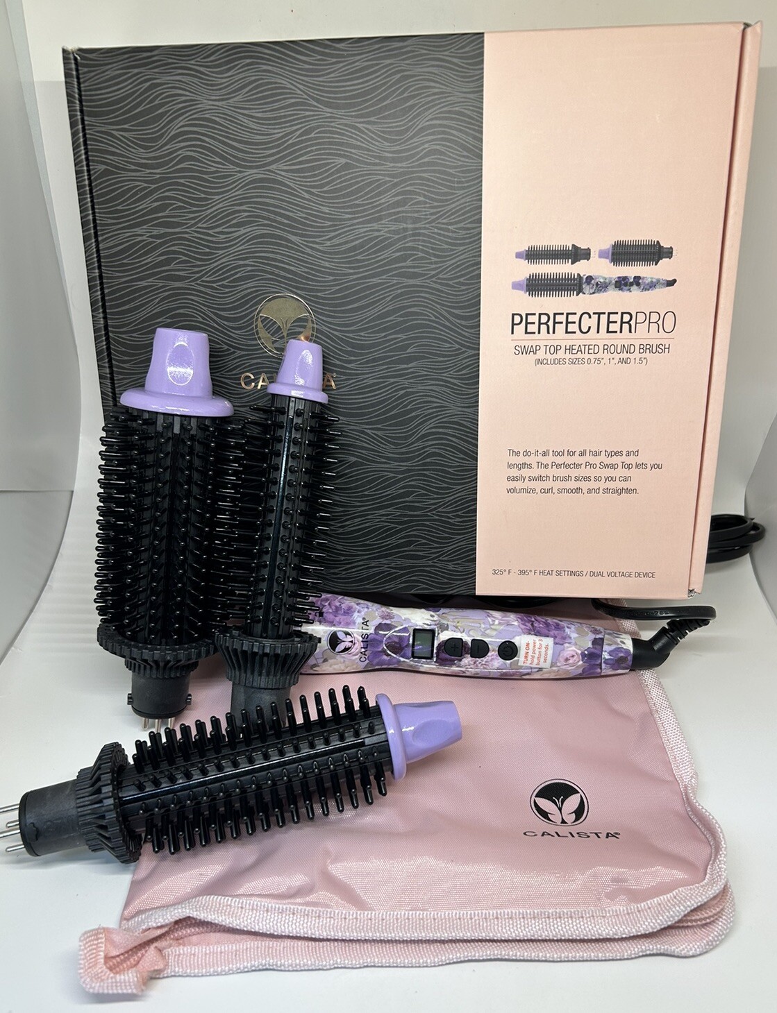 Calista Perfecter Pro Swap Top Heated Round Brush .75″ 1″ 1.5″ Purple Bouquet