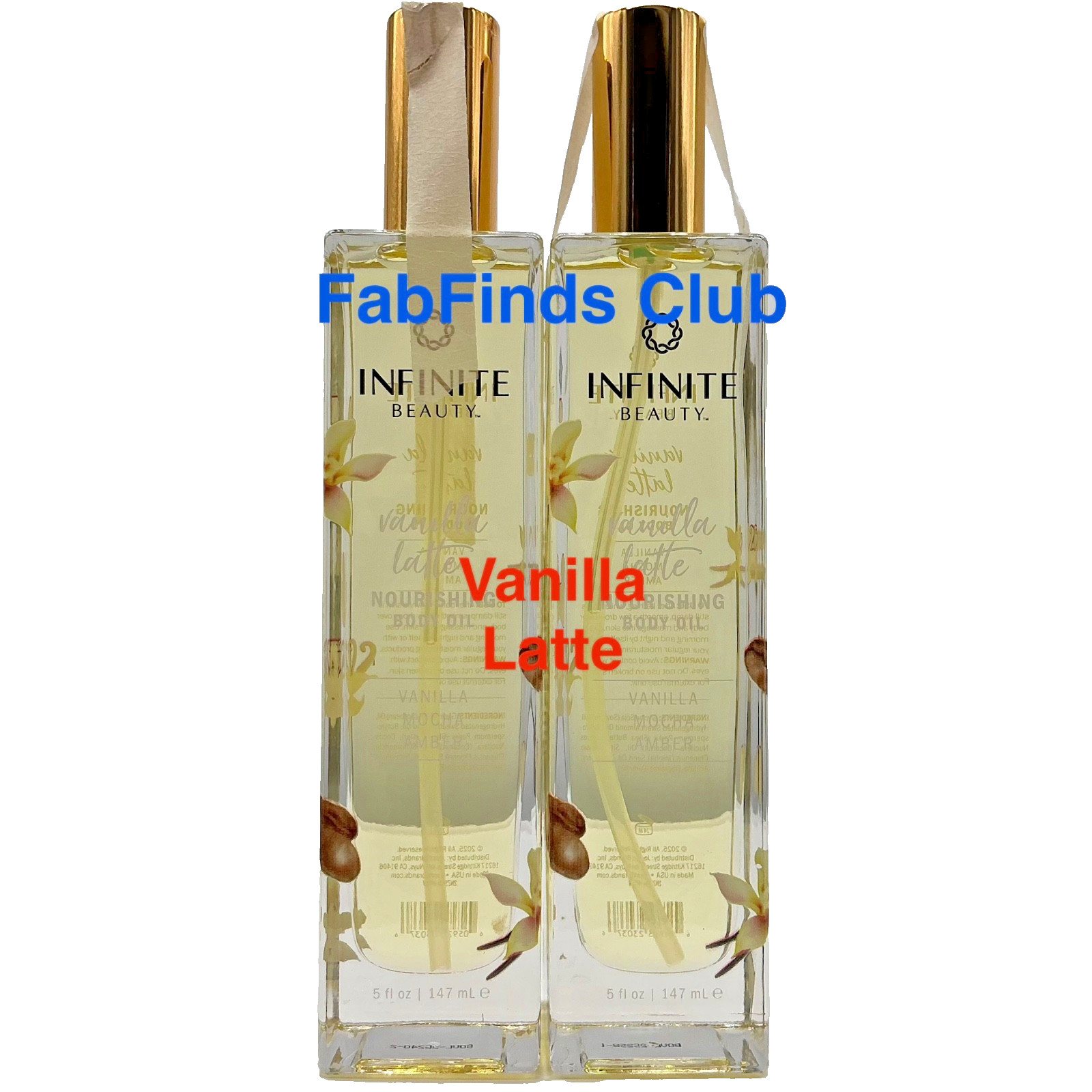 2x Infinite Beauty Nourishing Body Oil Vanilla Latte 5fl.oz/147ml