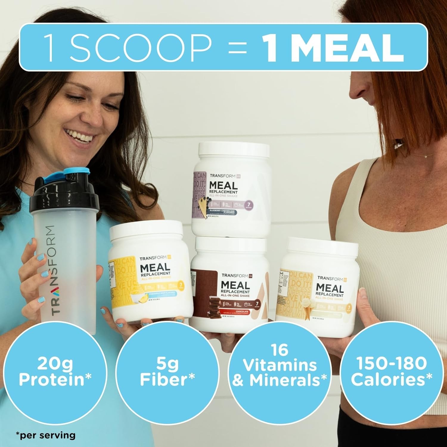 Meal Replacement Shake Powder 7 Servings Strawberry & Cream – Gluten Free, No…