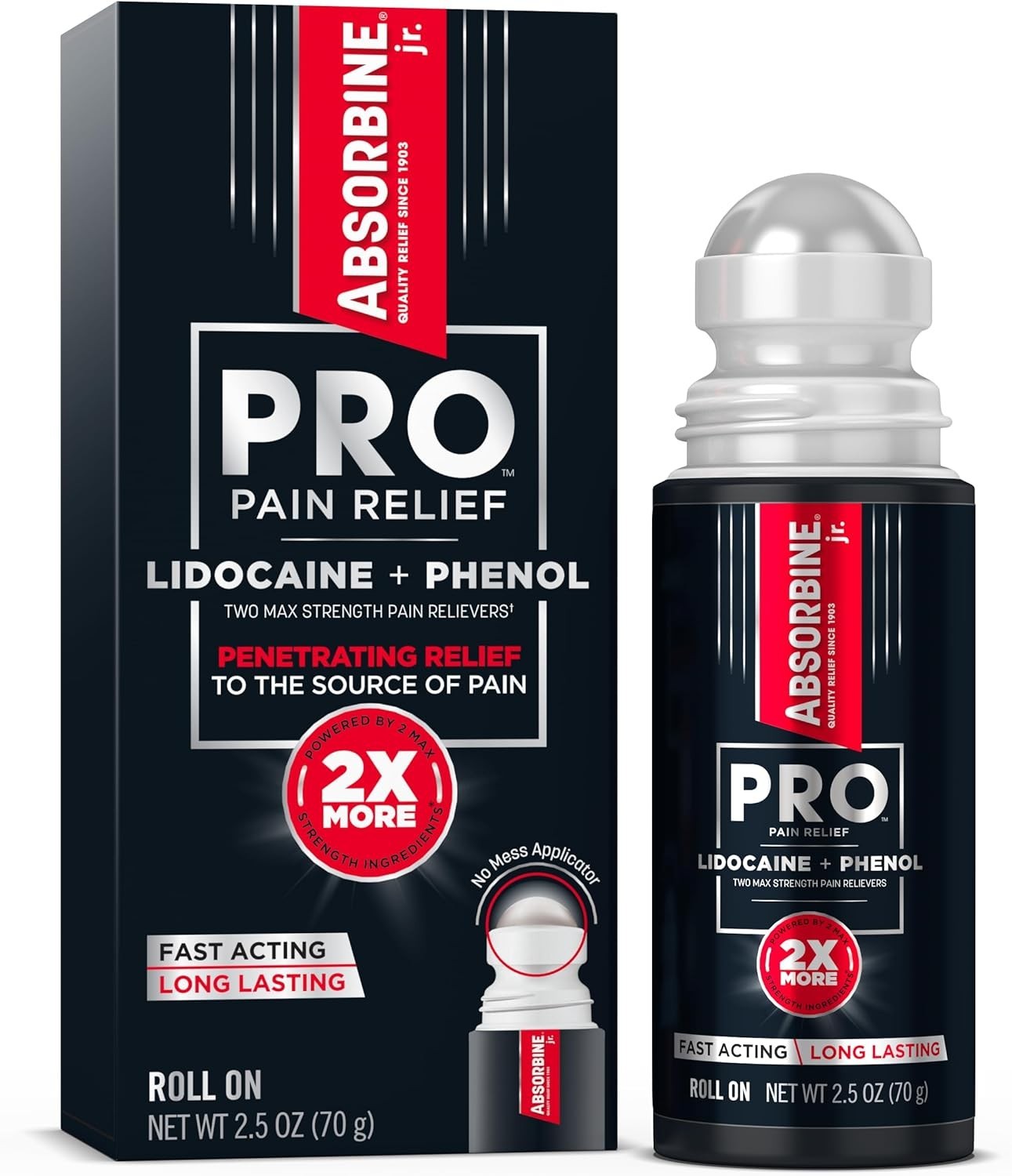 PRO Maximum Strength Lidocaine Roll-On for Targeted Nerve and Muscle Pain Rel…