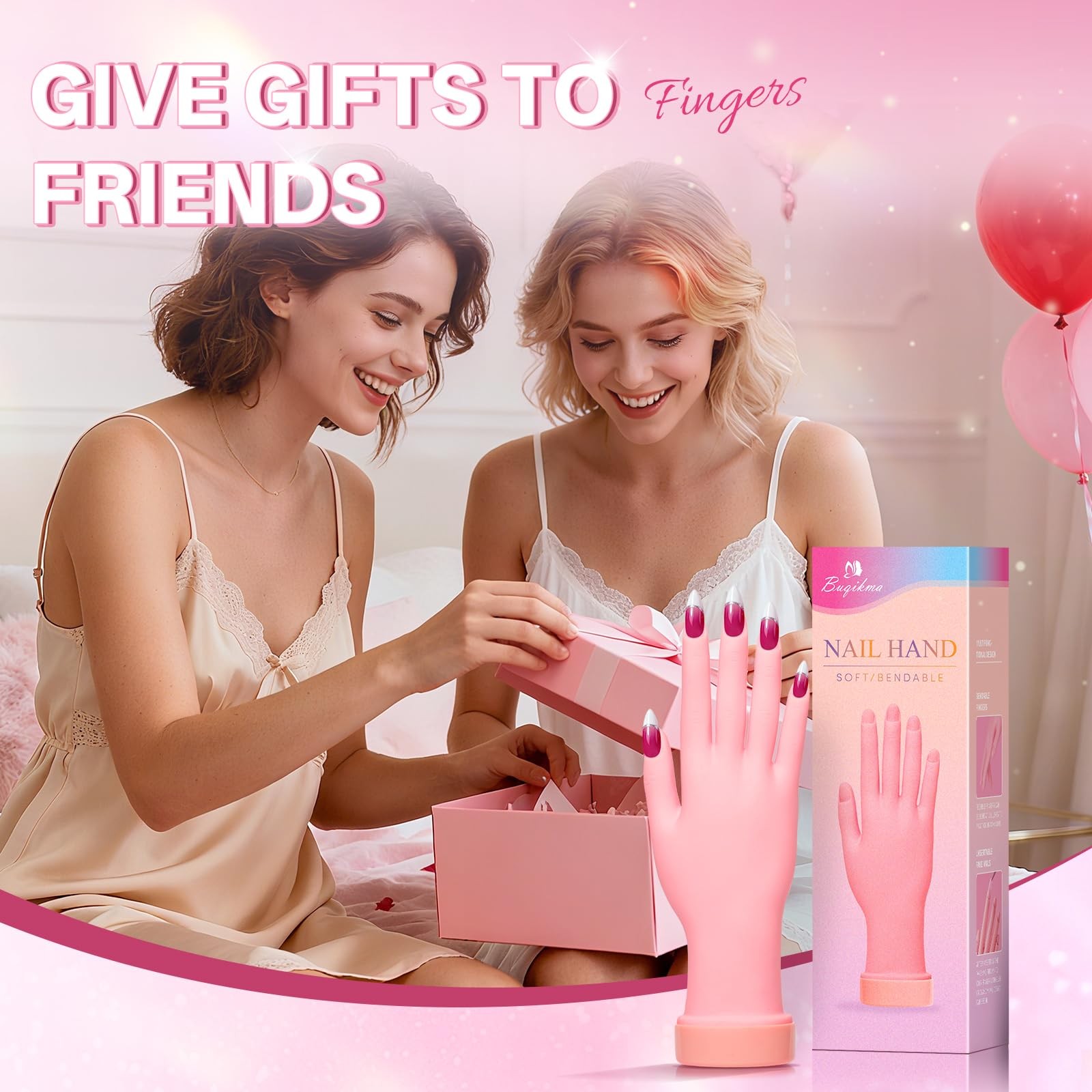 Flexible Nail Practice Hand for Acrylic Nails Manicure Training Mannequin Hand