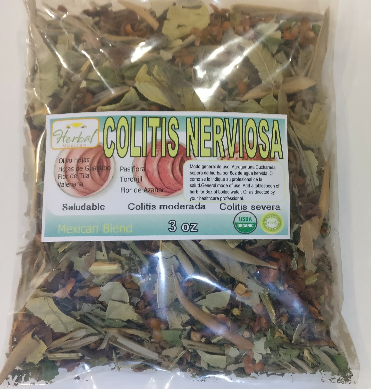 Colitis Nerviosa Te Ulcerative colitis aid 3oz Natural Tea Mexican Blend !!!