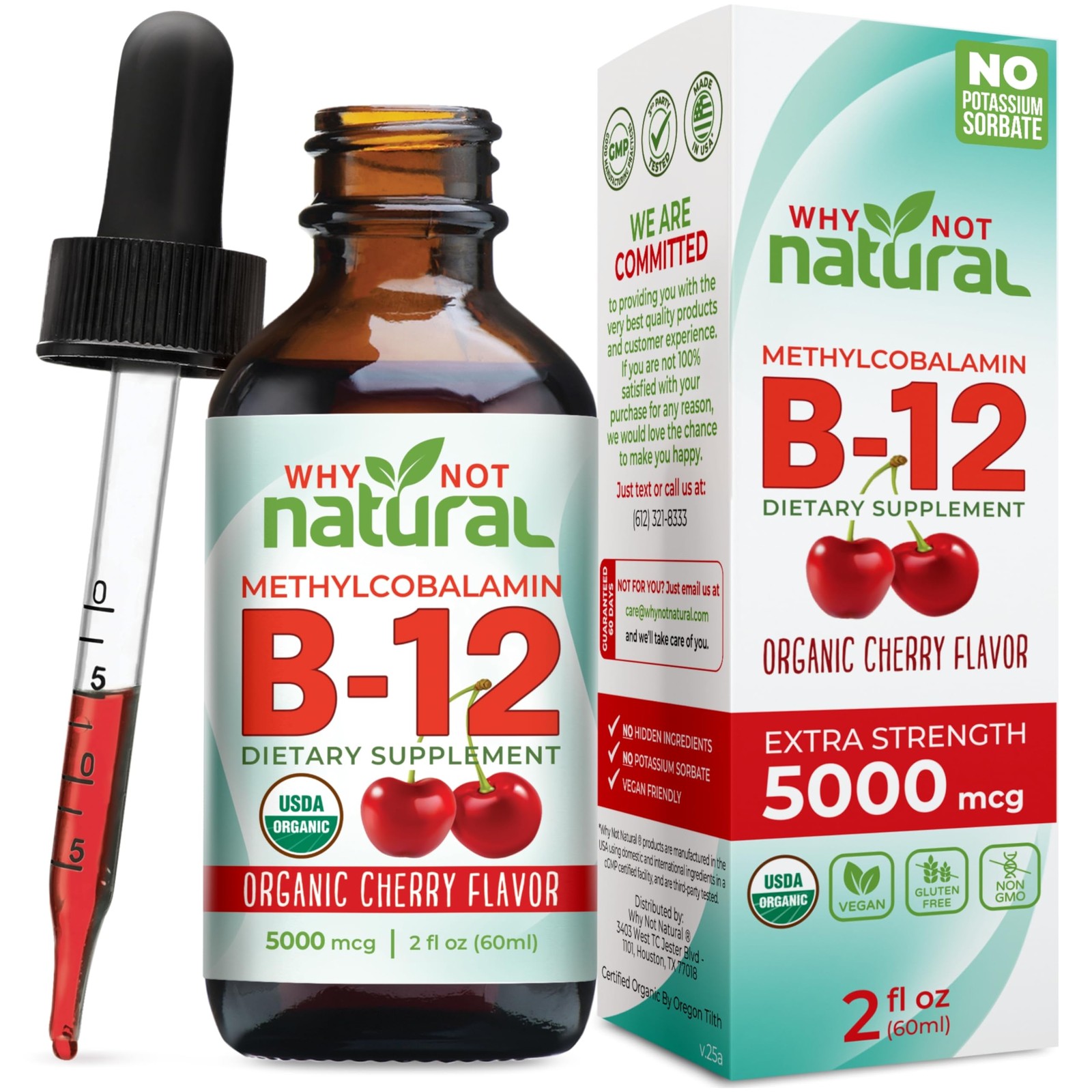 Why Not Natural Organic Vitamin B12 Liquid – Sublingual Extra Strength 60 x 5…