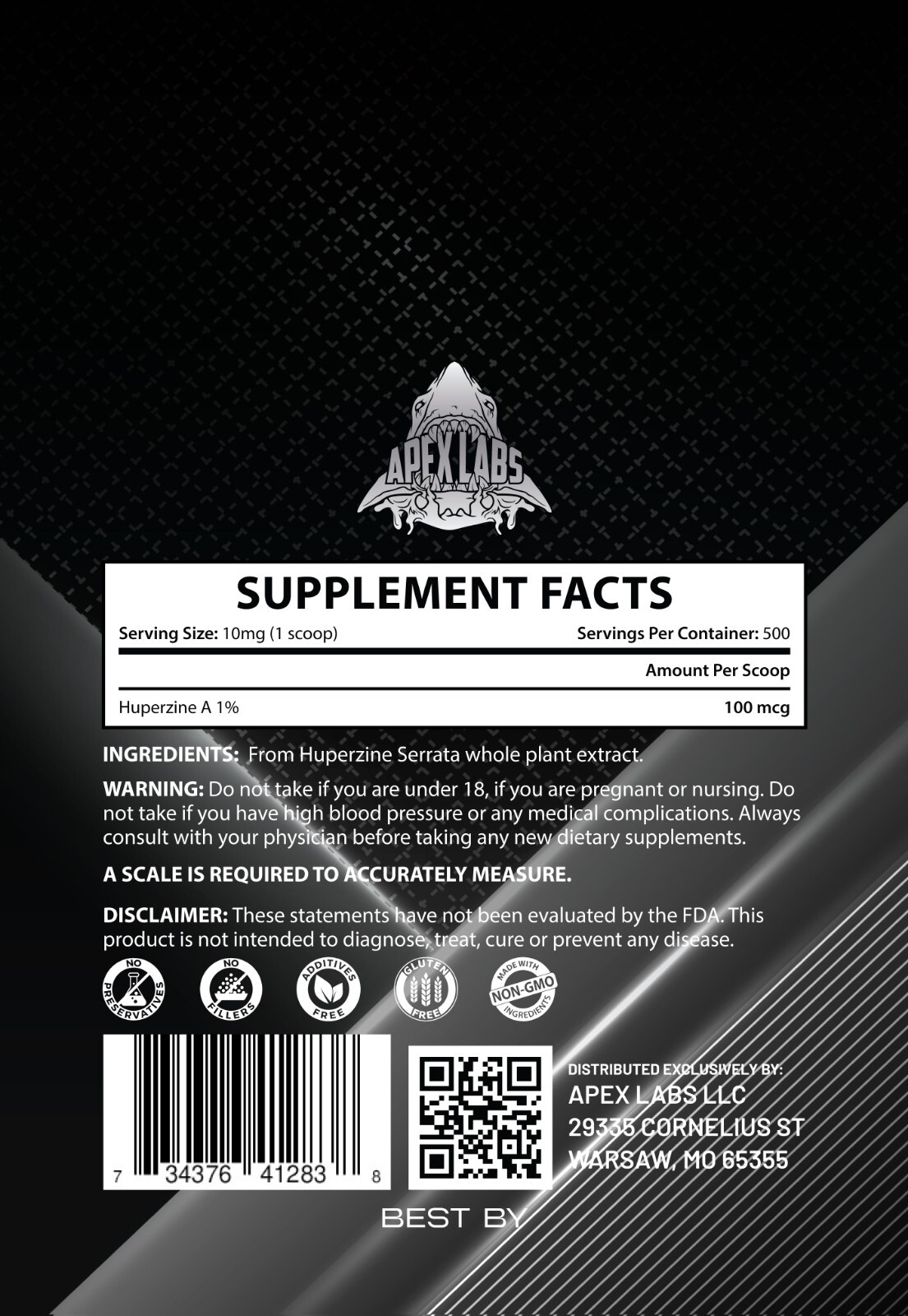 Apex Labs Natural Huperzine A 1% – Focus & Memory Booster