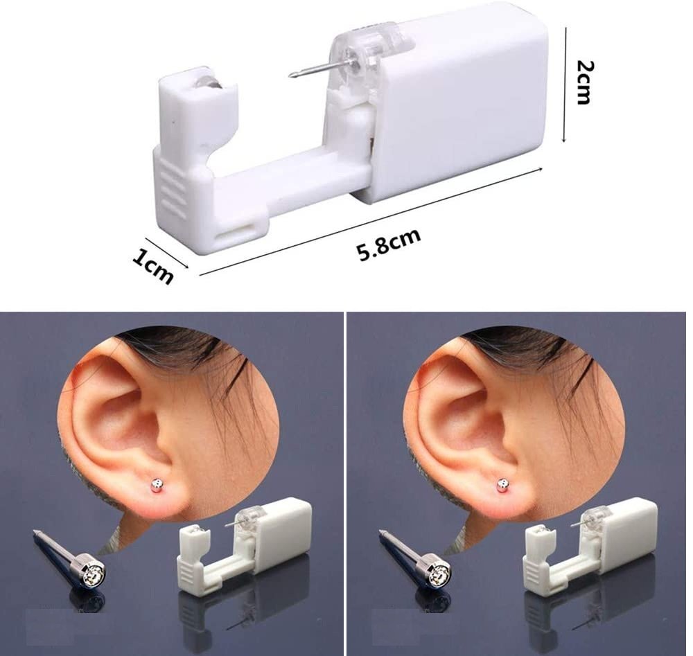 6× Ear Piercing Disposable Kit Silver Stud Earring Gun DIY Home Self Ear Sets US