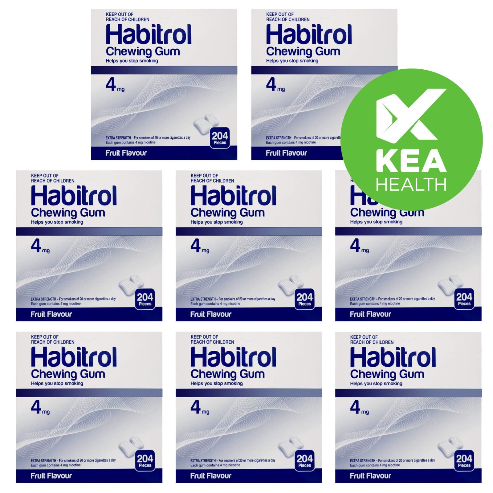 Habitrol Nicotine Gum 4mg FRUIT 1,632 piece 8 New BULK Box Size QUIT Smoking Now