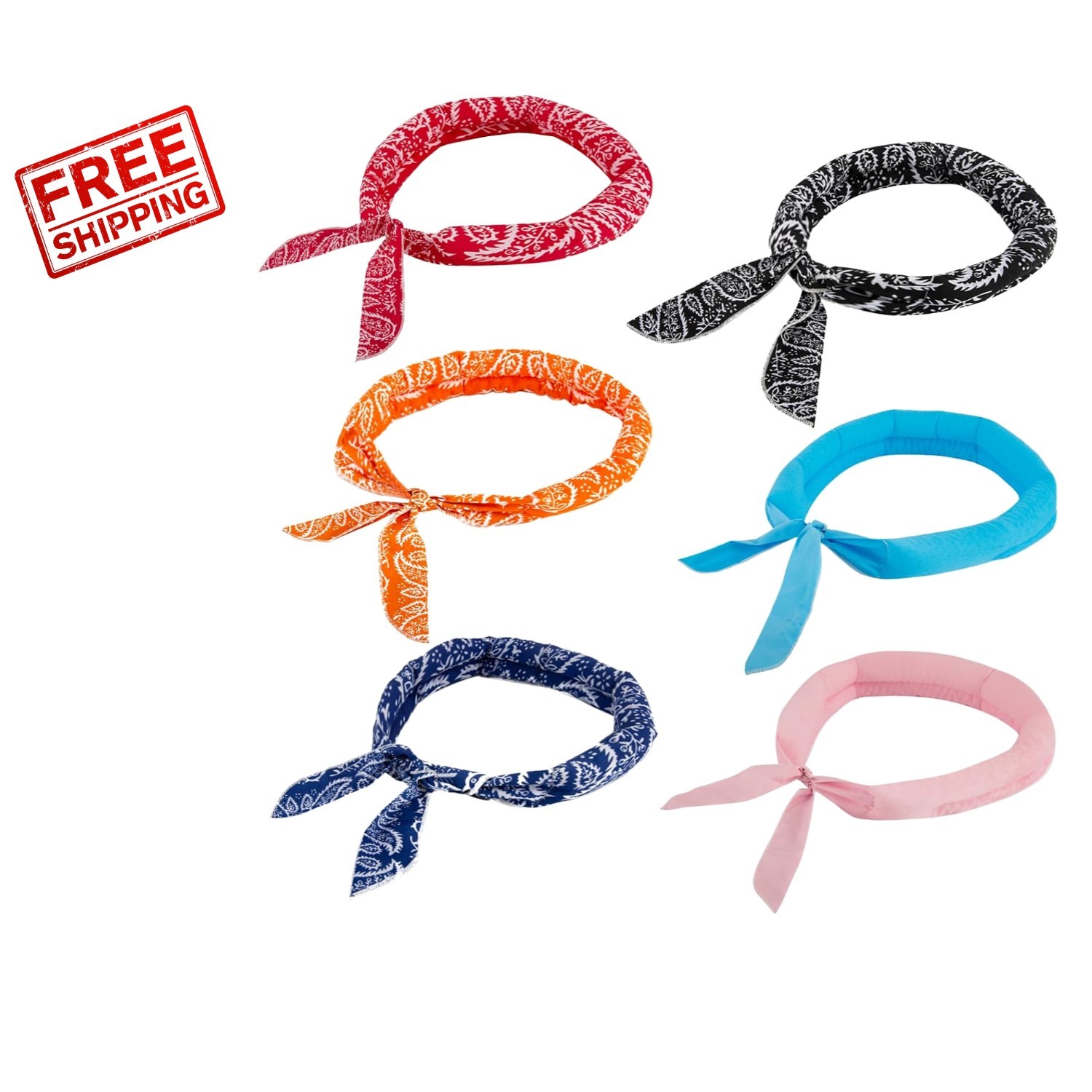 Soft Cotton Reusable Neck Coolers – 6 Colorful Bandanas for Outdoor Activities