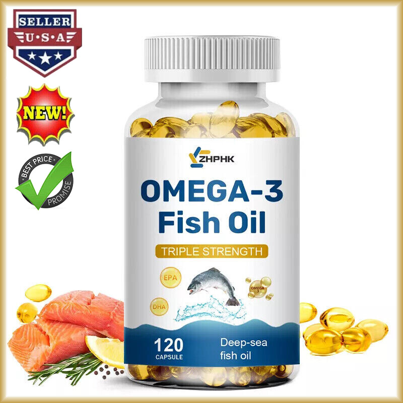 MENXI Wild Caught Fish Oil Capsules – Omega 3 Heart & Brain Health EPA 1200mg