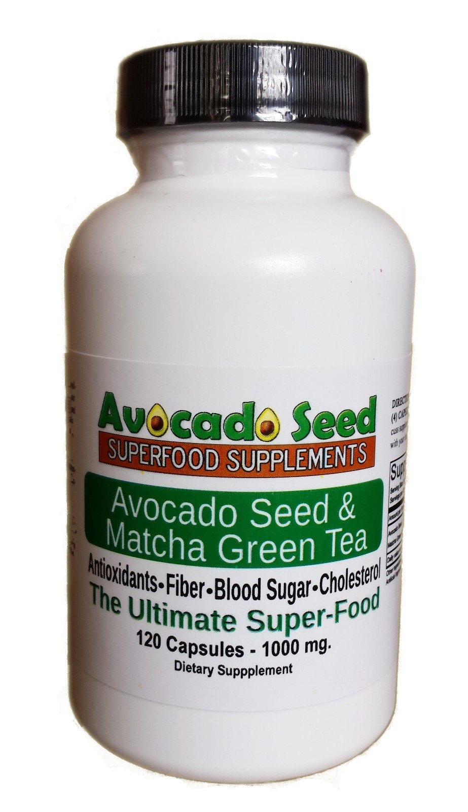 120 Raw Avocado Seed + Matcha Capsules (1000 mg) – Digestion,Energy,Fiber & More