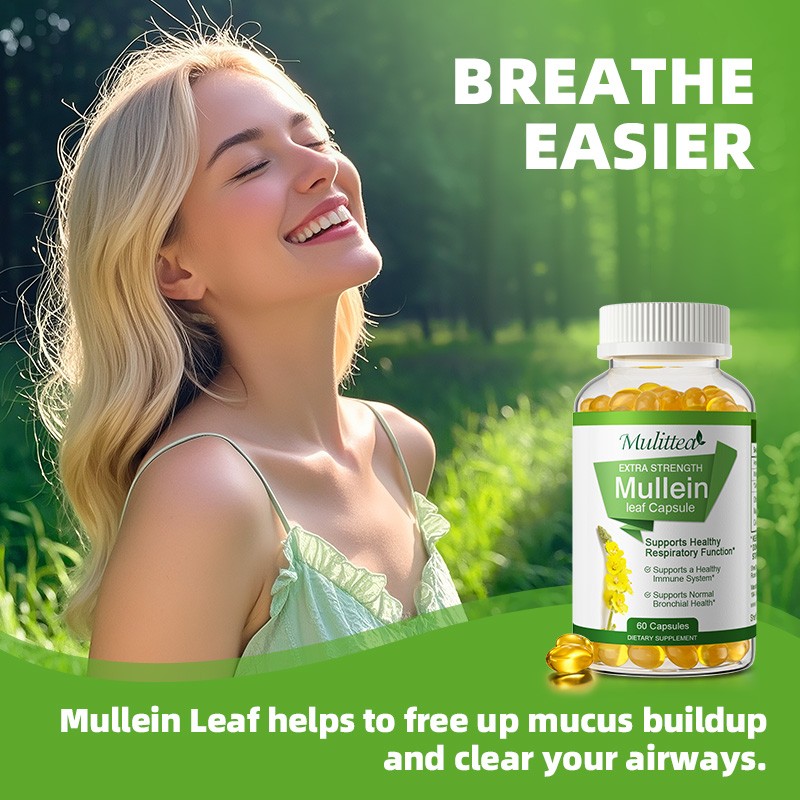 100% Natural Mullein Leaf Capsules | Respiratory Support Vegan Herbal Aid 240ct
