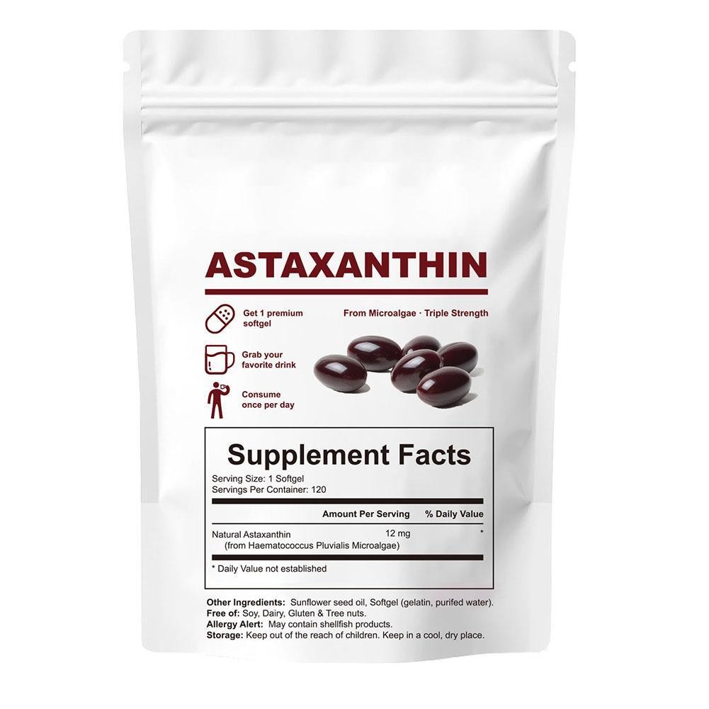 Astaxanthin 12mg Antioxidant Supplements Fresh Microalgae Eye Joint Skin Health