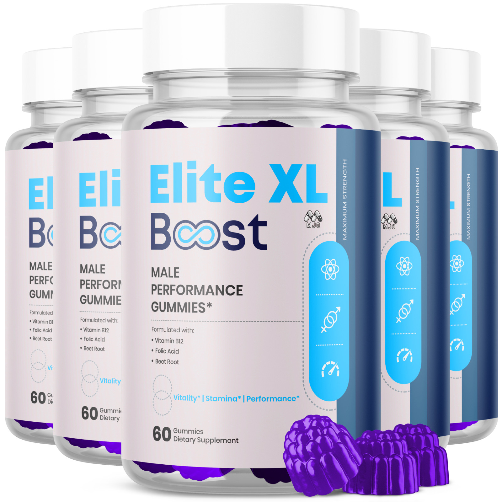 (5 Pack) Elite XL Boost Male Gummys Advanced Elite XLBoost Formula 300 Gummies