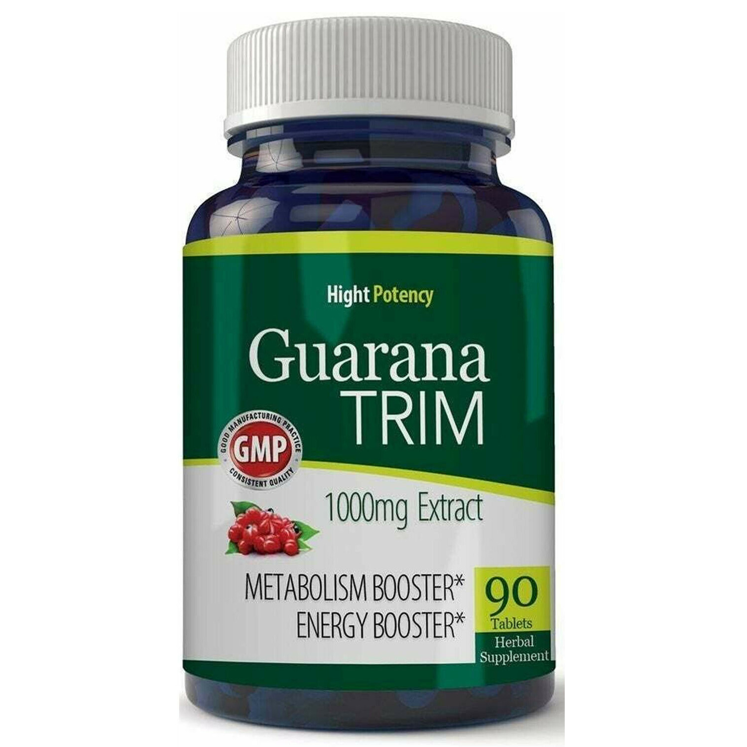 100% Natural Guarana Trim Seed Extract 1000mg Capsules Herbal Supplements