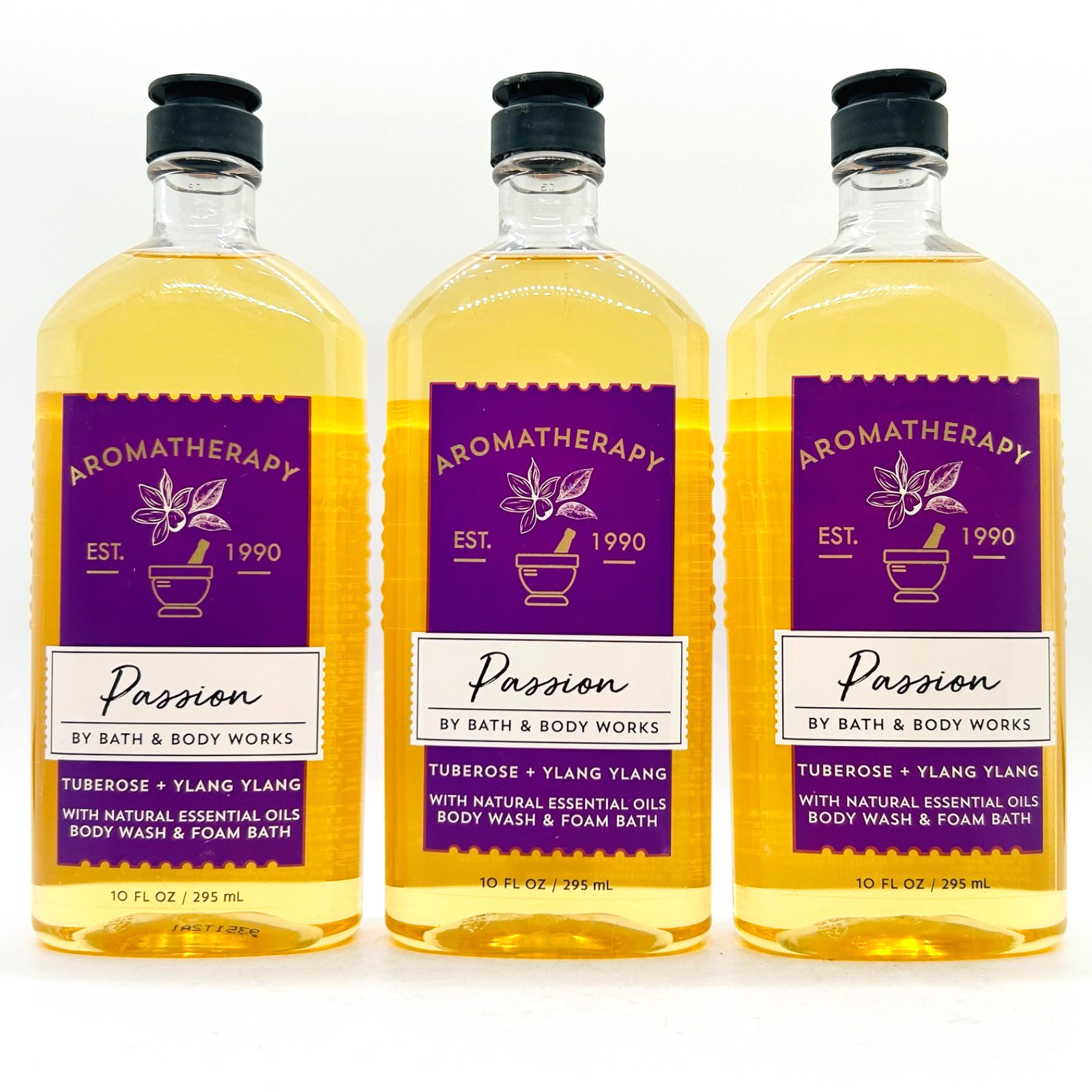 3 Bath & Body Works Aromatherapy PASSION Tuberose YY Body Wash & Foam Bath 10 oz