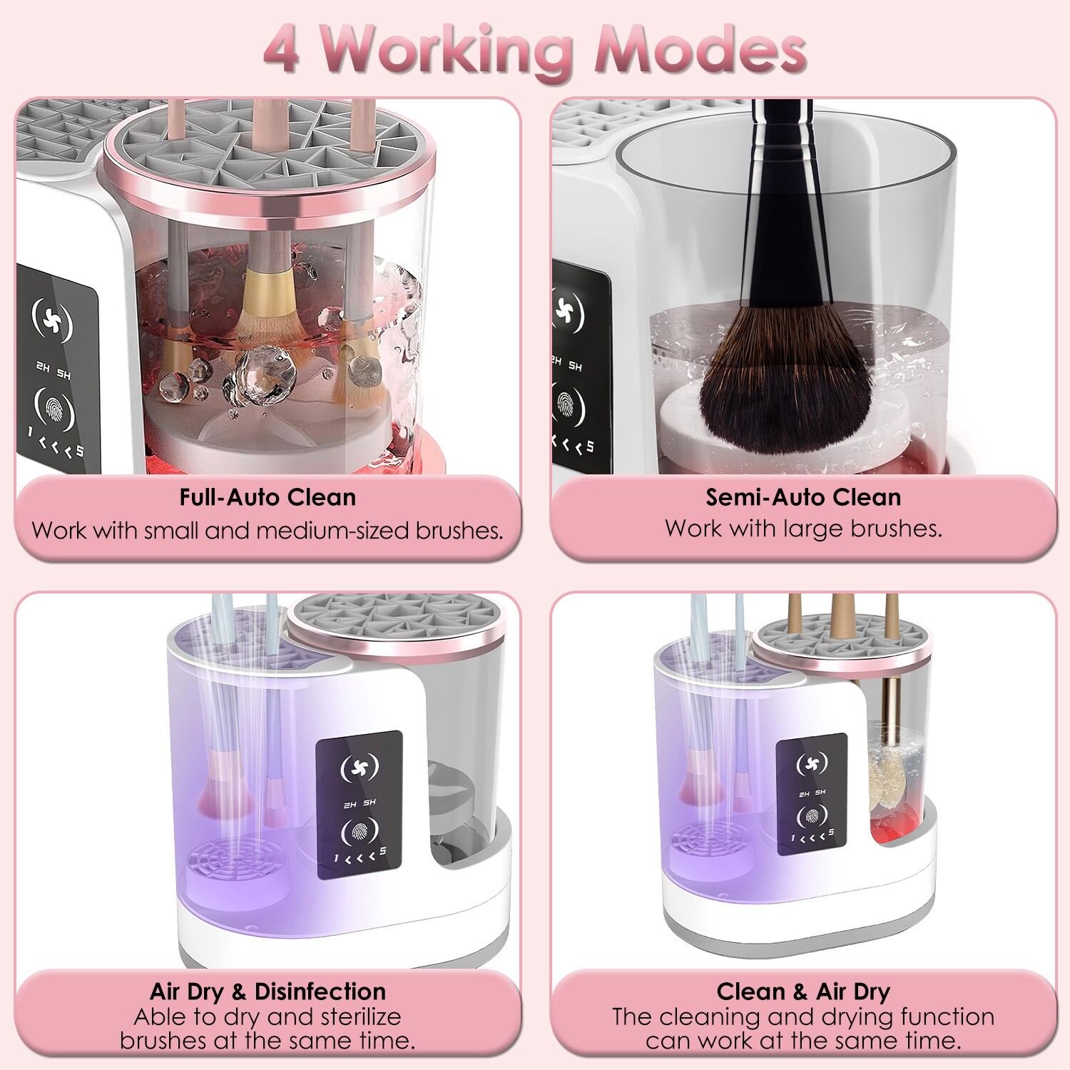 Electric Makeup Brush Cleaner Machine with Timer Digital Display Cleaning Drying