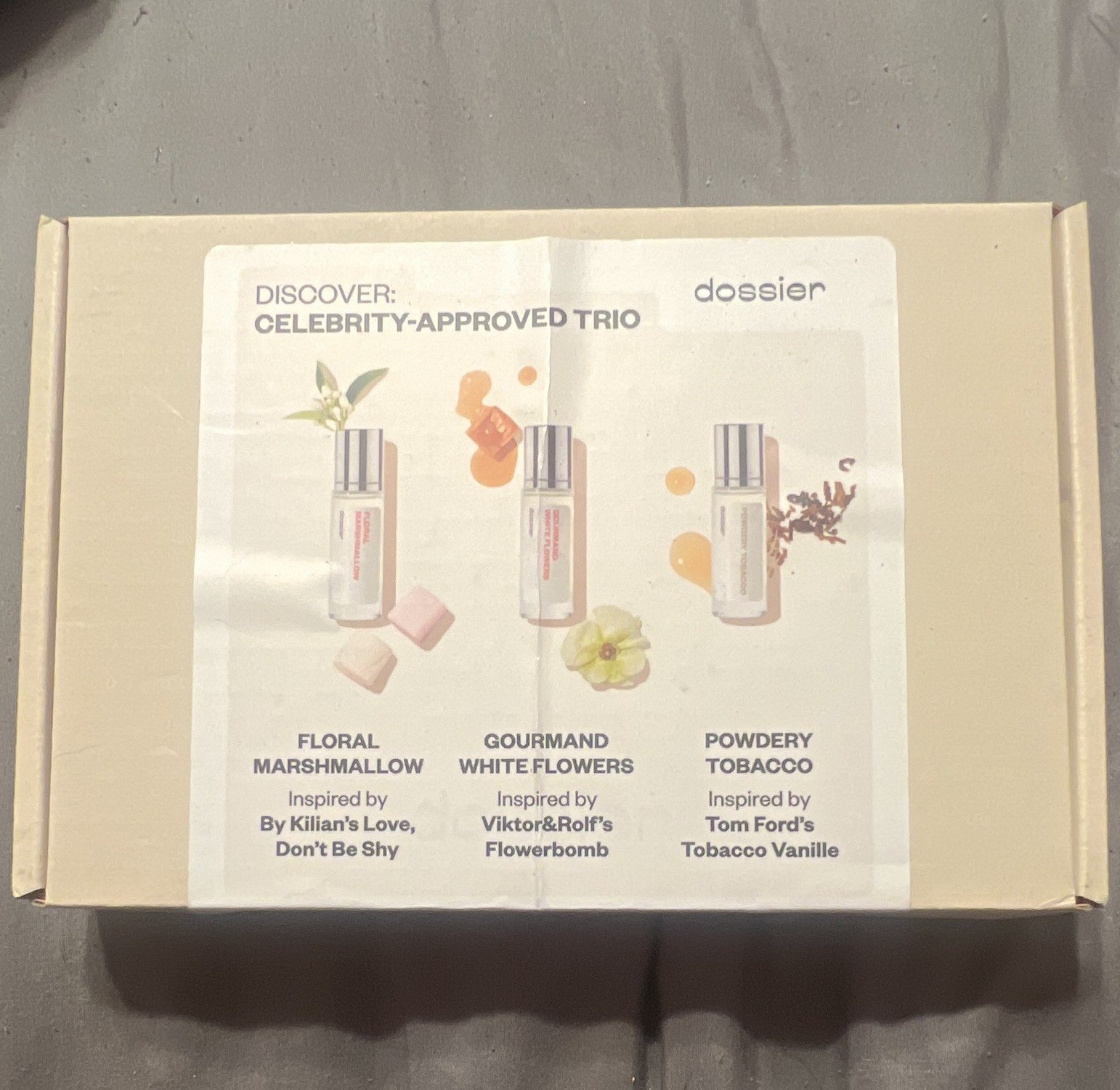 dossier Trio Eau de Parfum Sample Set Floral Marshmallow Gourmand White Flowers…