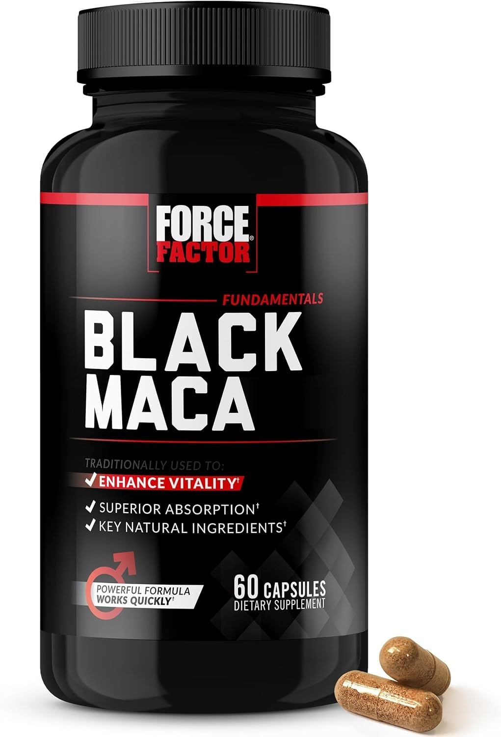 Force Factor Black Maca 1500 mg Non-GMO Capsules for Men’s Health