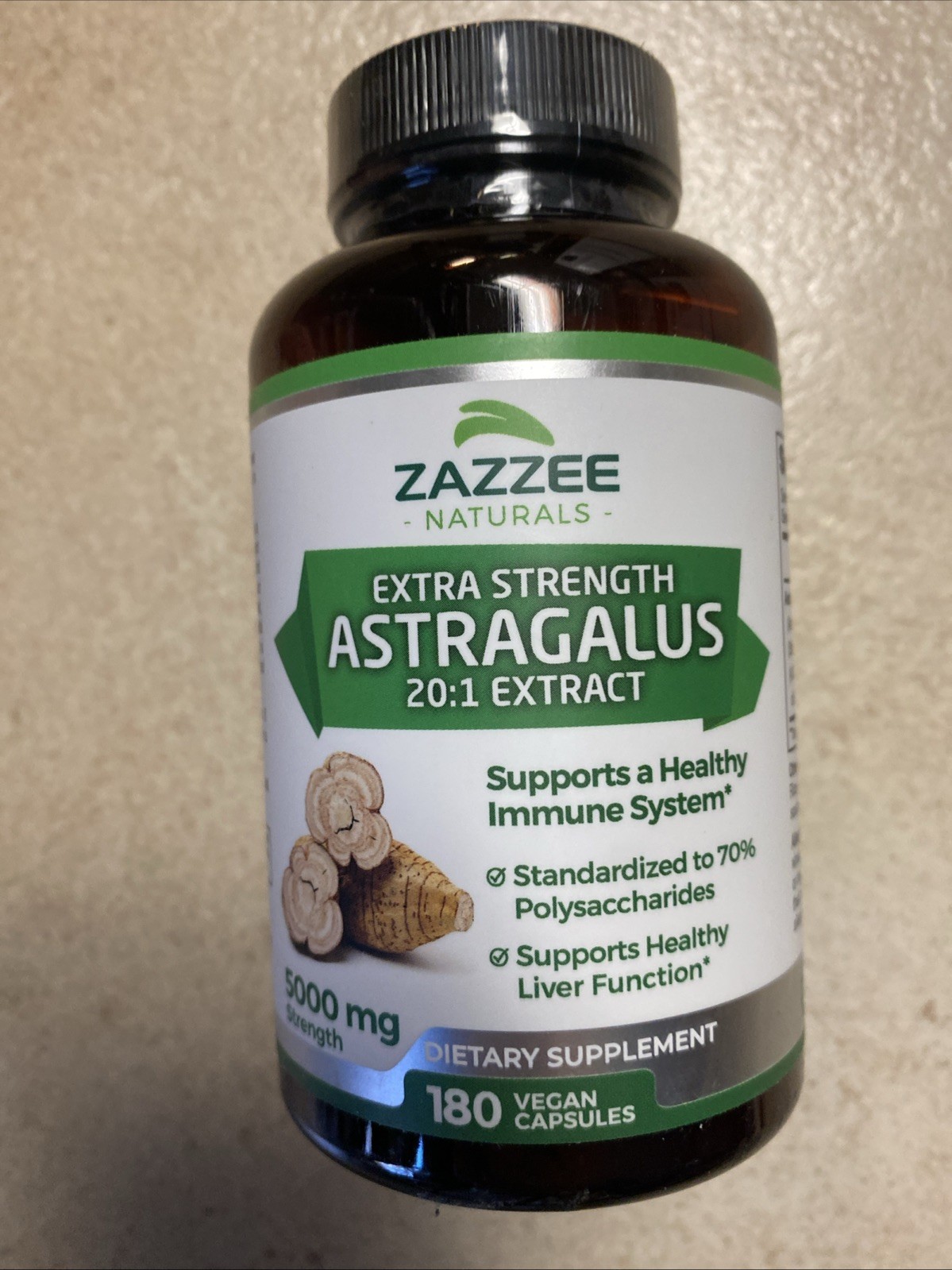 Zazzee Extra Strength Astragalus Root 2:01 Extract 5000 mg 180 Vegan Capsules