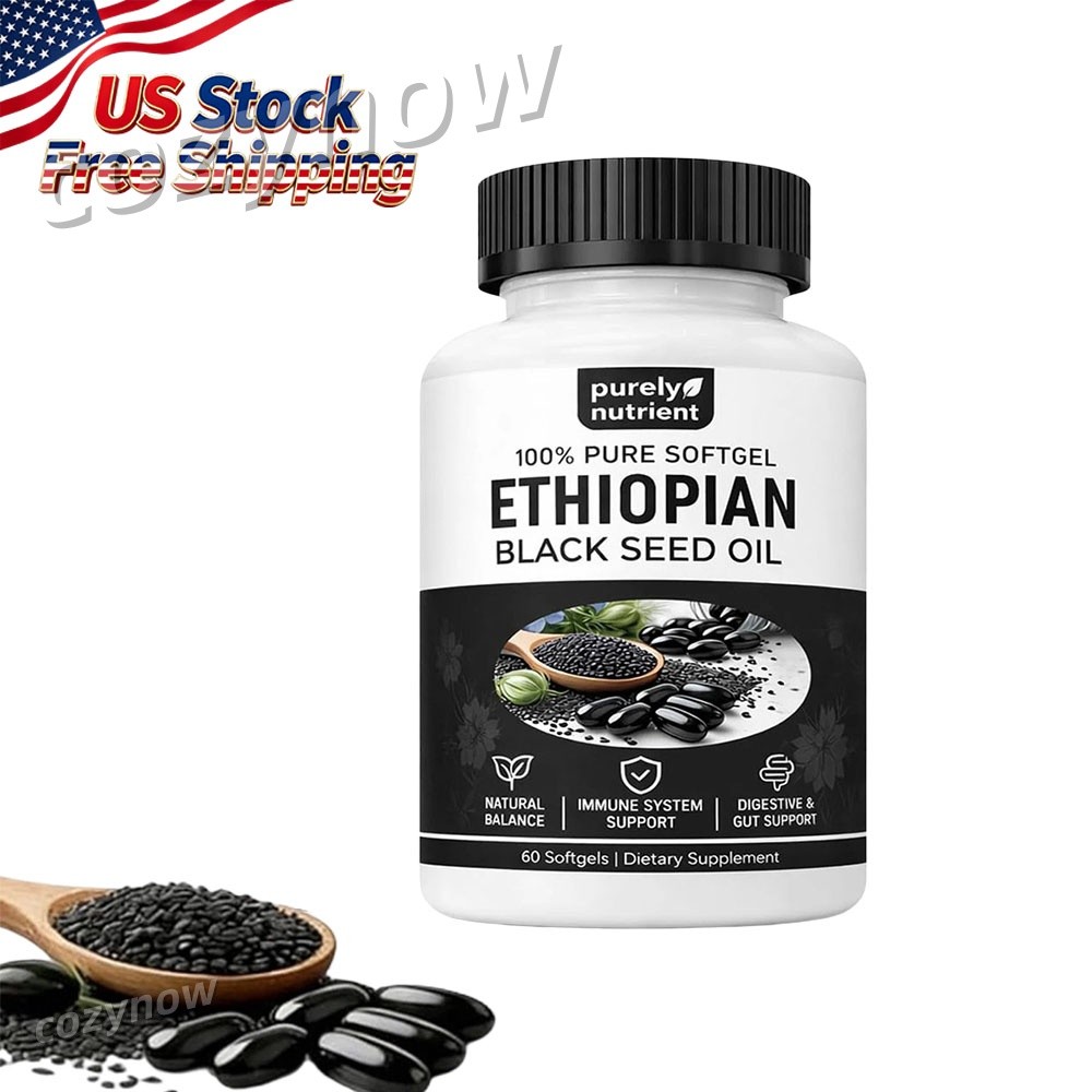 Ethiopian Black Seed Oil Softgels |4.64% Thymoquinone |Gluten-Free, 60 capsules