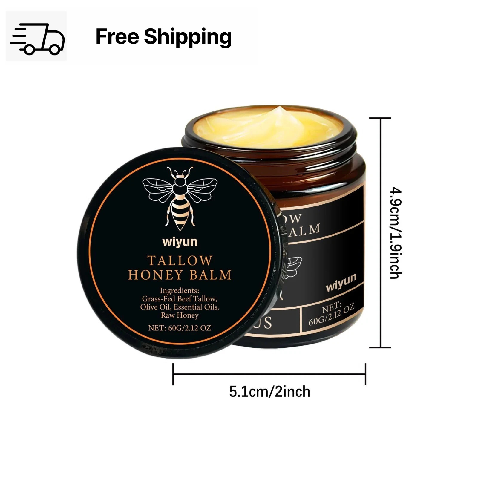 Beef Tallow Honey Face & Body Moisturizing Cream 60g Hydrating Skin Care Balm