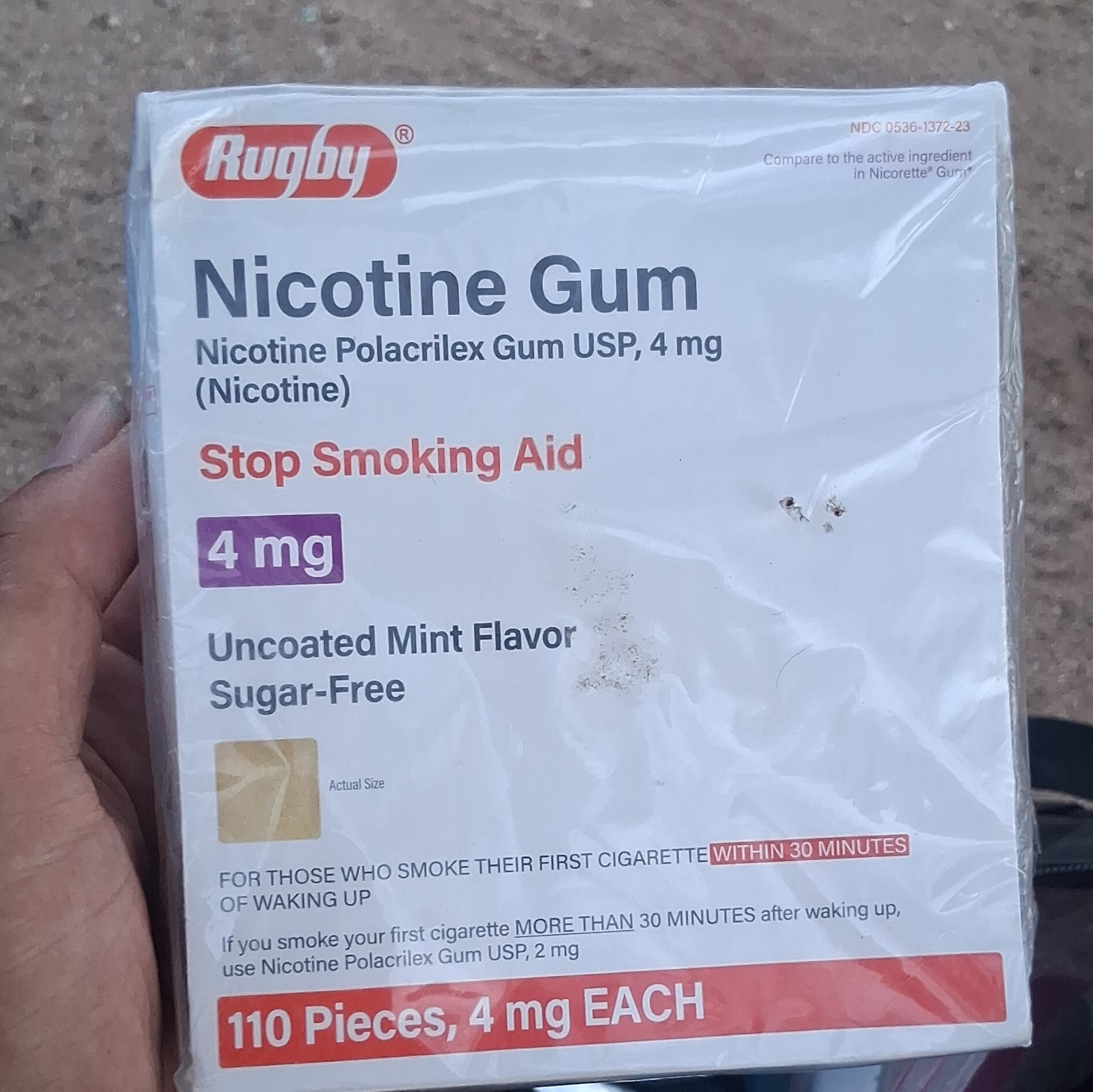 Rugby Nicotine Gum 4mg Mint Sugar-Free Stop Smoking Aid 110 Count Oral Gum