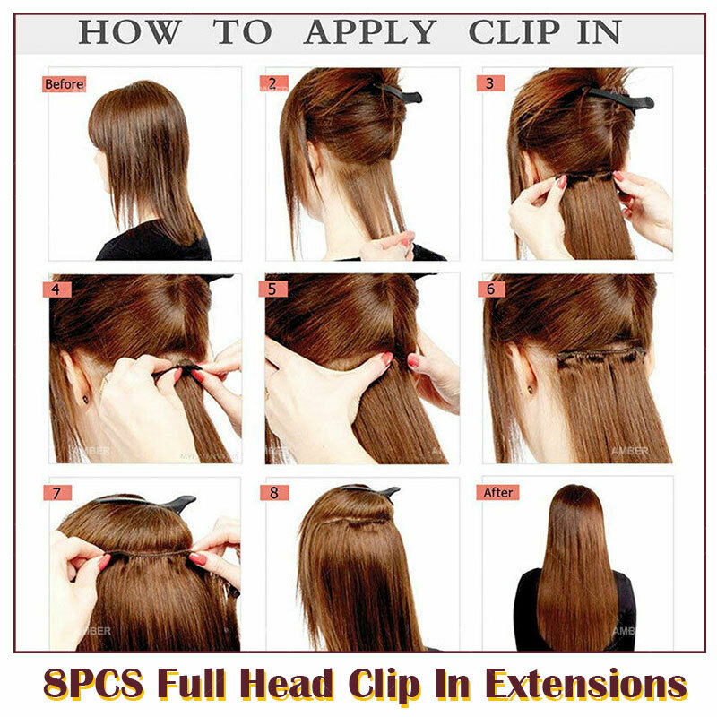 Thick Full Head Clip in 8 Pieces 18 Clips Hair Extensions As Human Long Straight