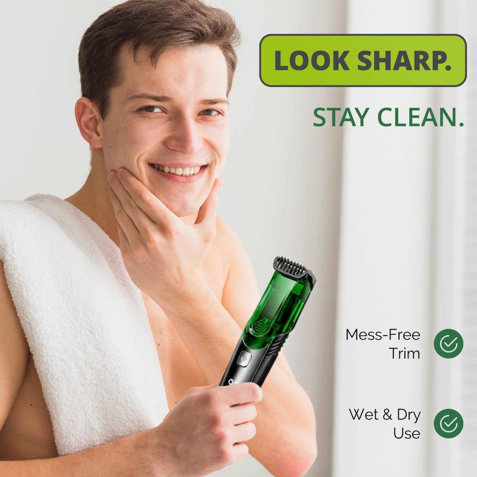 Adjustable Length Beard Trimmer for Men, Waterproof Electric Mustache & Stubble