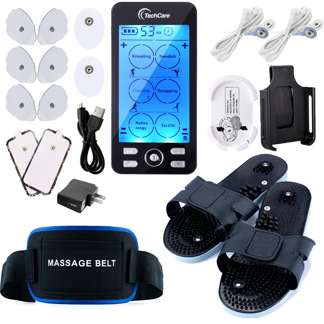Tens Unit Muscle Stimulator Rechargeable Unit Complete Set Electrotherapy Device