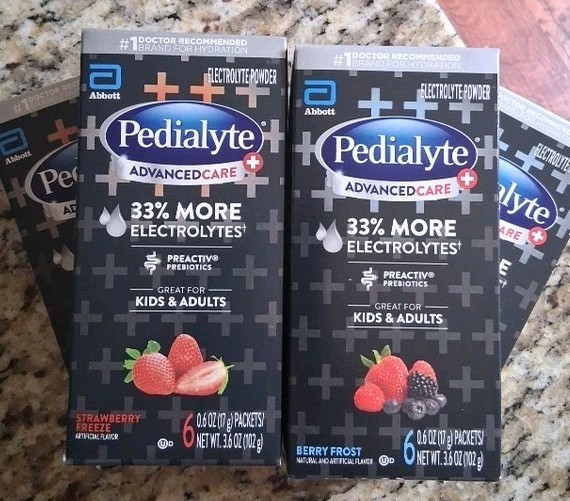 Pedialyte AdvancedCare + Electrolytes Berry & Strawberry 4 boxes 24pkts exp7/26