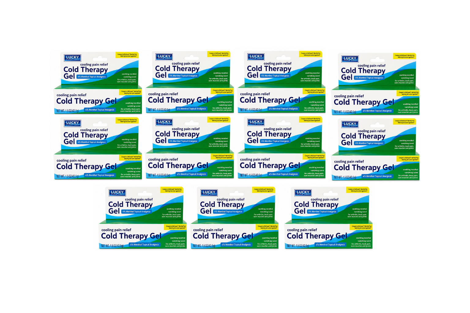 Lucky Super Soft Cold Therapy Gel 11 Pack 4% Menthol Pain Relief 1.5 oz Each