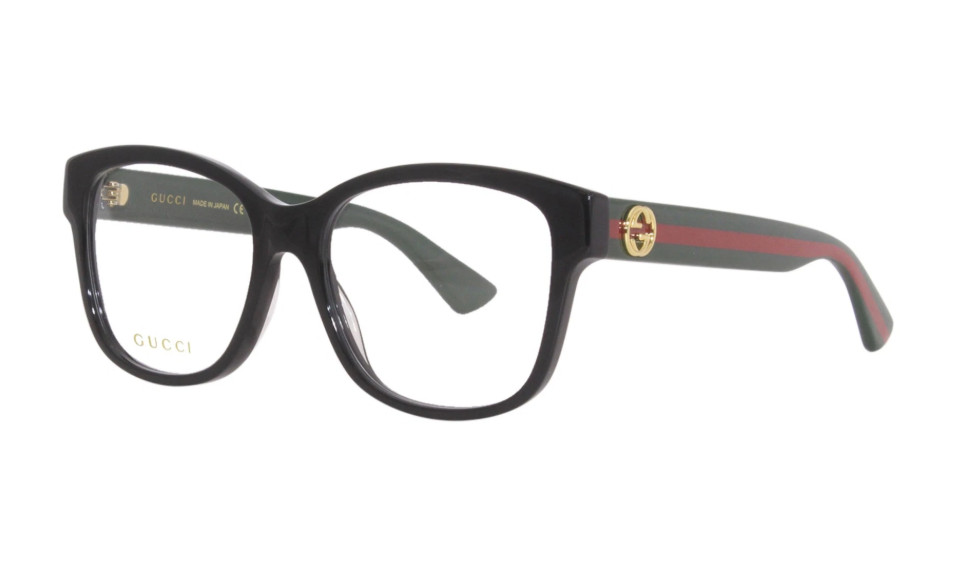GUCCI GG0038ON 011 Black Green / Red Women’s 54 mm Eyeglasses NEW 100%