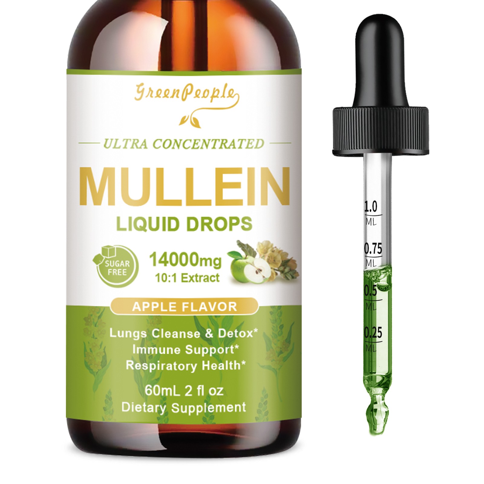 Mullein Drops for Lungs – 1400mg Mullein Leaf Extract for Lung Detox and Cleanse
