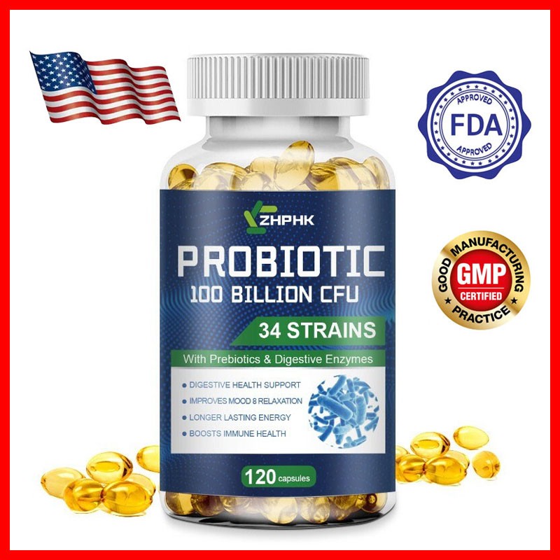 Probiotics with 100 billion CFU efficacy for intestinal digestion health 120pcs