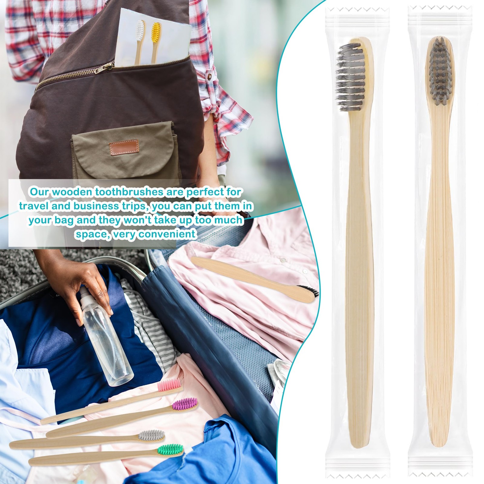 140 Pack Bamboo Toothbrushes Individually Wrapped 14 Colors Bulk Adults