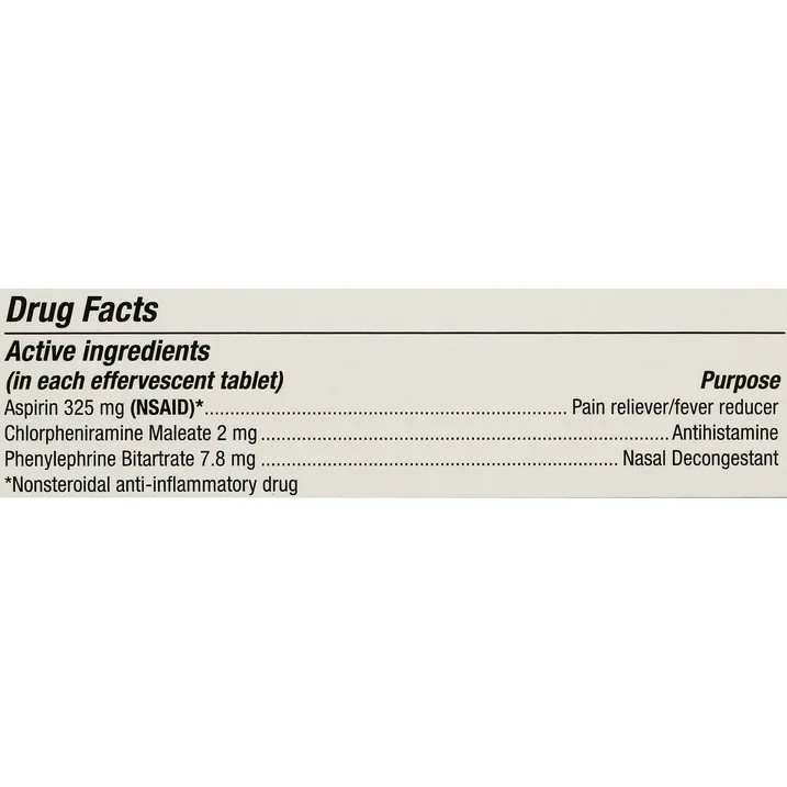 Equate Effervescent Cold Relief Tablets 48 Count vs Alka-Seltzer Plus Cold