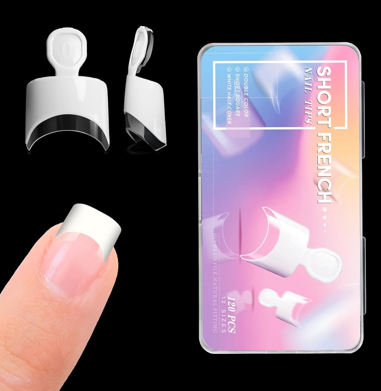 Professional Quality French Nail Tips – 120 Set of Short, Safe & Stylish Nails