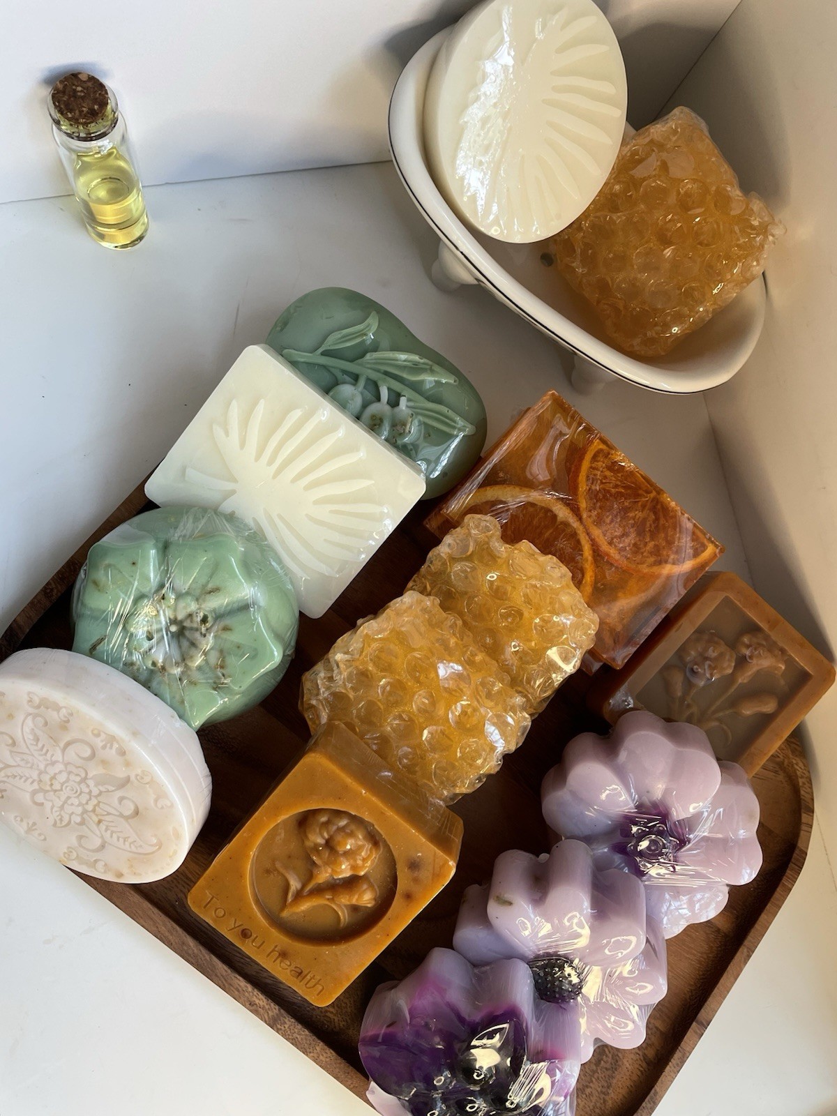 Homemade Handmade Multicolor Assorted Soap Set Floral Pattern Rectangular Flower