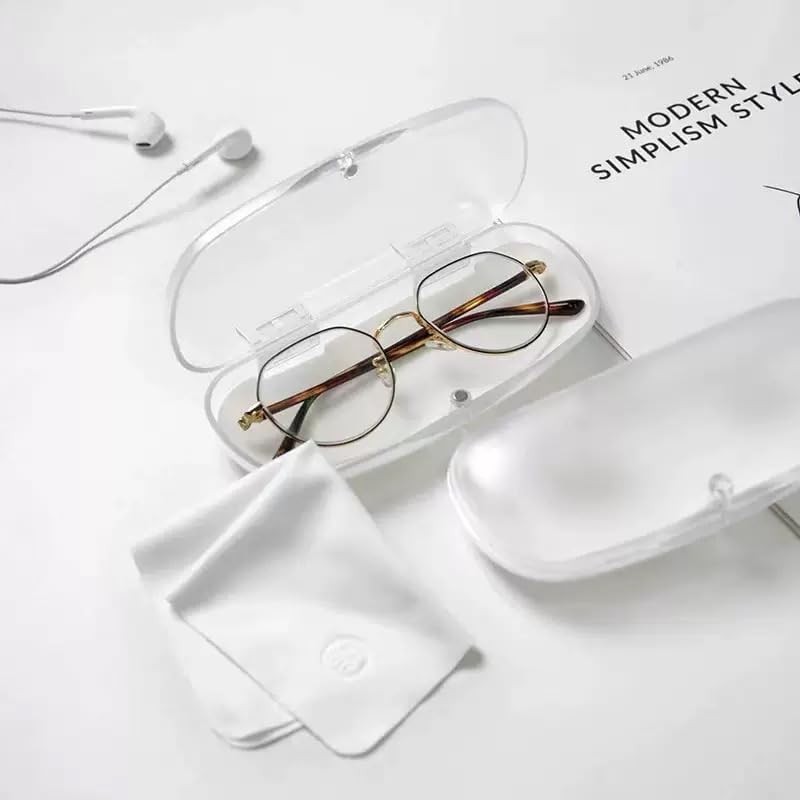 3 PCS Hard Shell Portable Glasses Cases, Frosted Translucent Protective 3 White