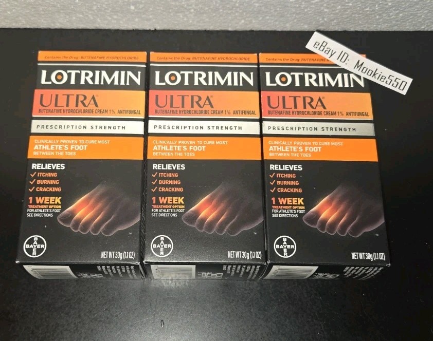 EXP 02/2027+! 3 Box LARGE 30g (1.1oz) LOTRIMIN ULTRA 1% Antifungal Cream 1 Week