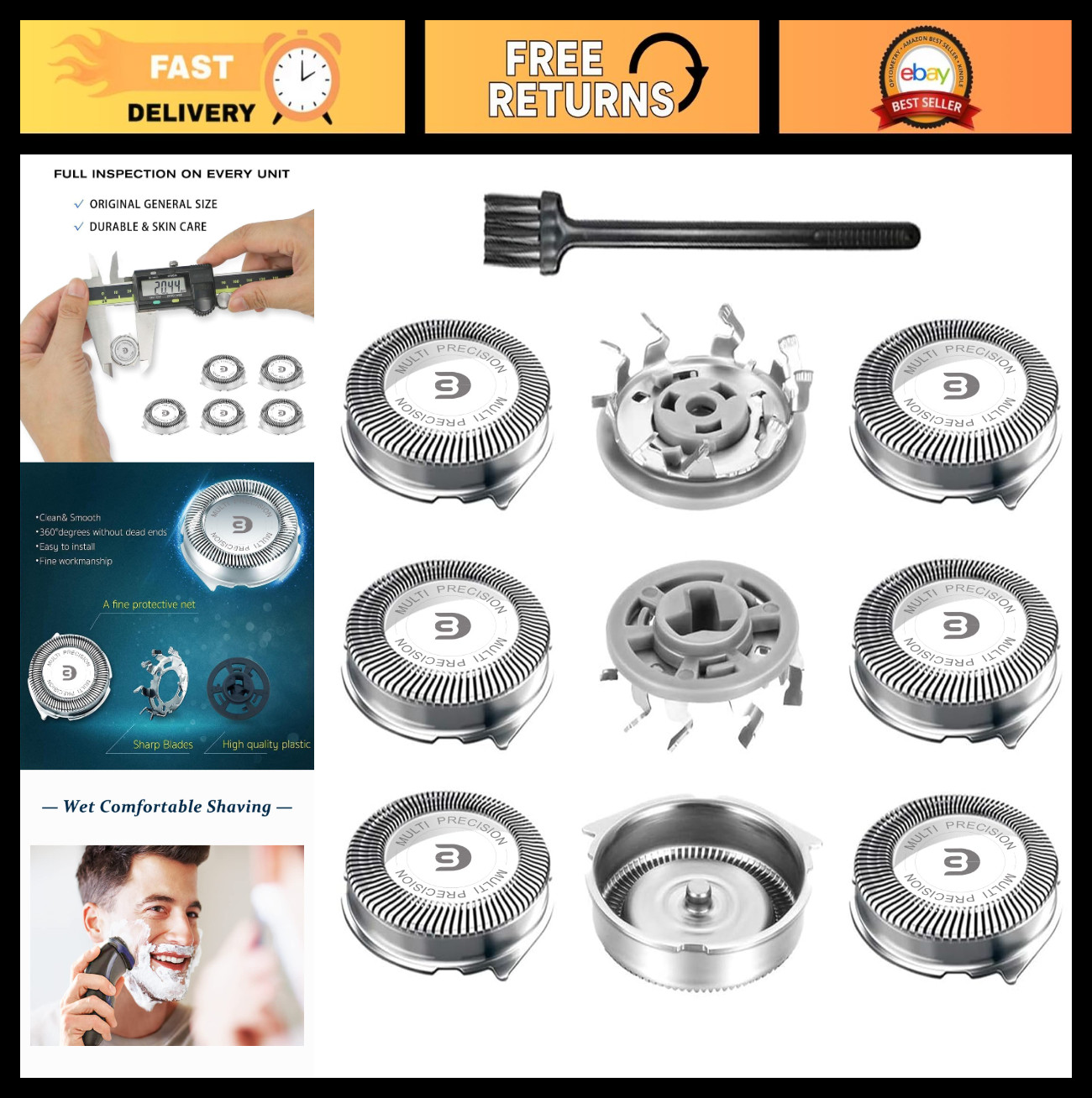 Replacement Heads for Electric Shaver Series 1000 2000 3000, Sharp Blades, 9-Pc