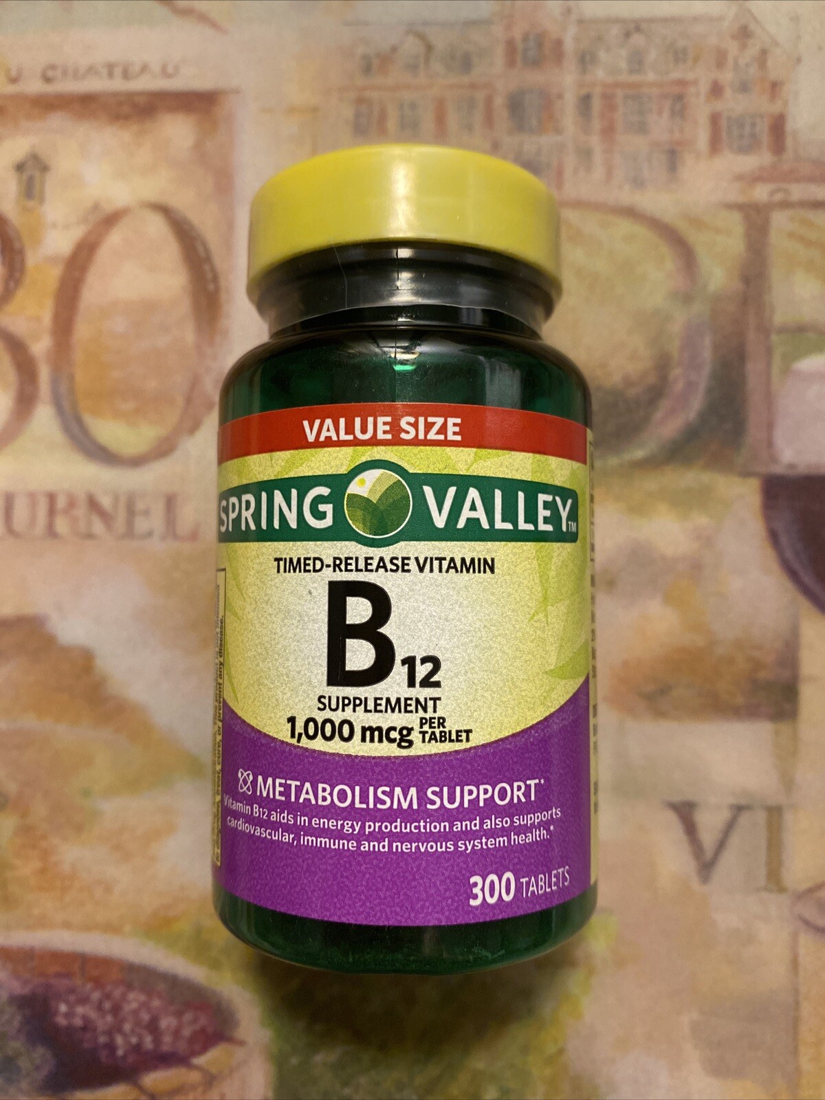 Spring Valley – Vitamin B-12 1000 mcg, Timed Release, 300 Tablet.Exp.10/2027.