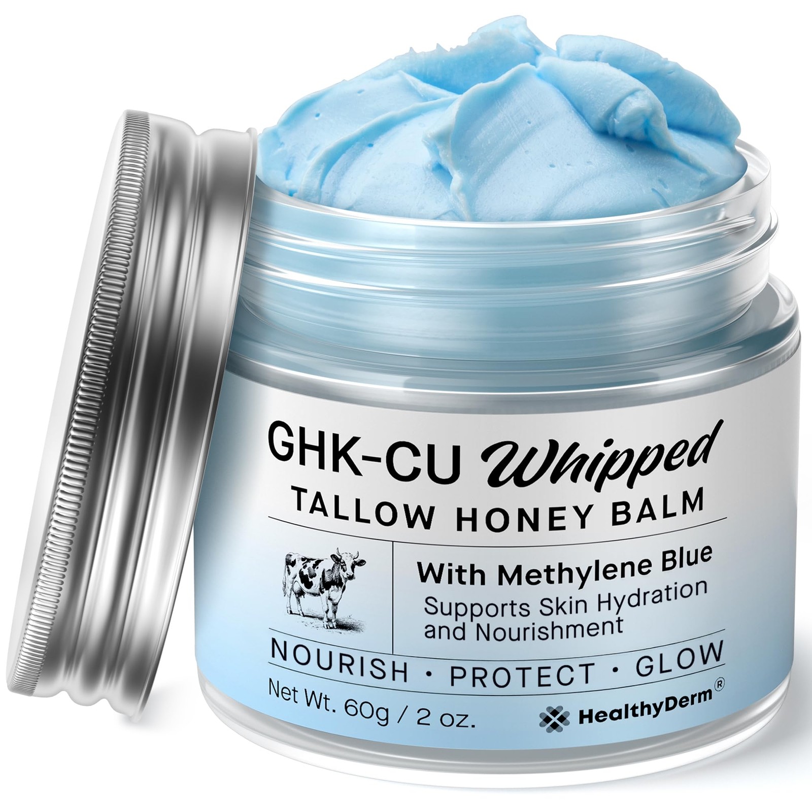 HealthyDerm Copper Peptides GHK-Cu Beef Tallow for Skin Blue Balm with Methyl…