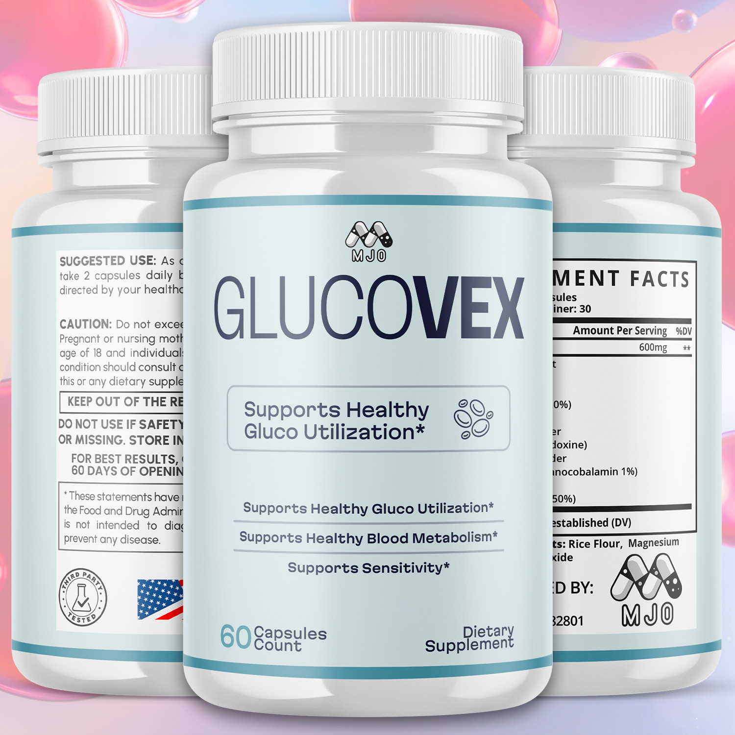 (3 Pack) Glucovex Advanced Support Blood Supplement Formula Gluco Vex 180 Caps