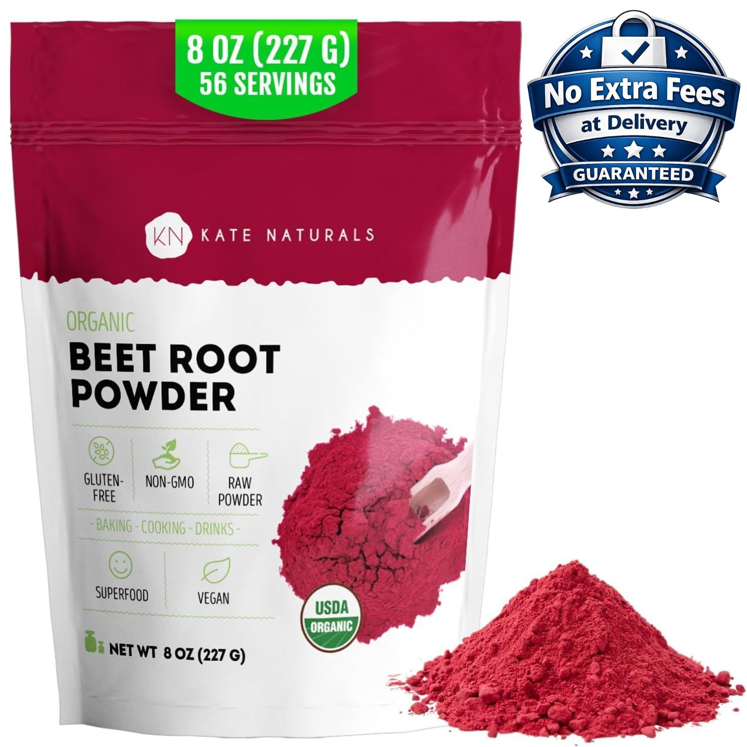 Organic Beet Root Powder for Smoothies, Baking & Juice Earthy Flavor 8oz (227 G)