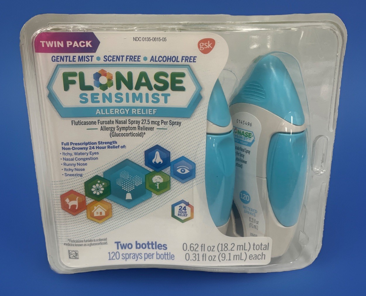 Flonase Sensimist Allergy Relief 120 Sprays Ea. 2 Pack 24HR Non-Drowsy EXP 07/26
