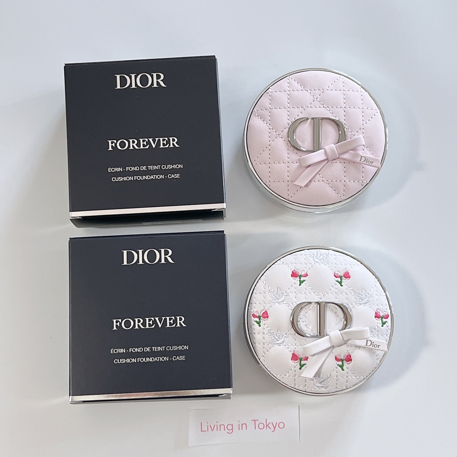 Dior Forever Cushion Case Pink Bow Flower Bow 2-Piece Set Case Only