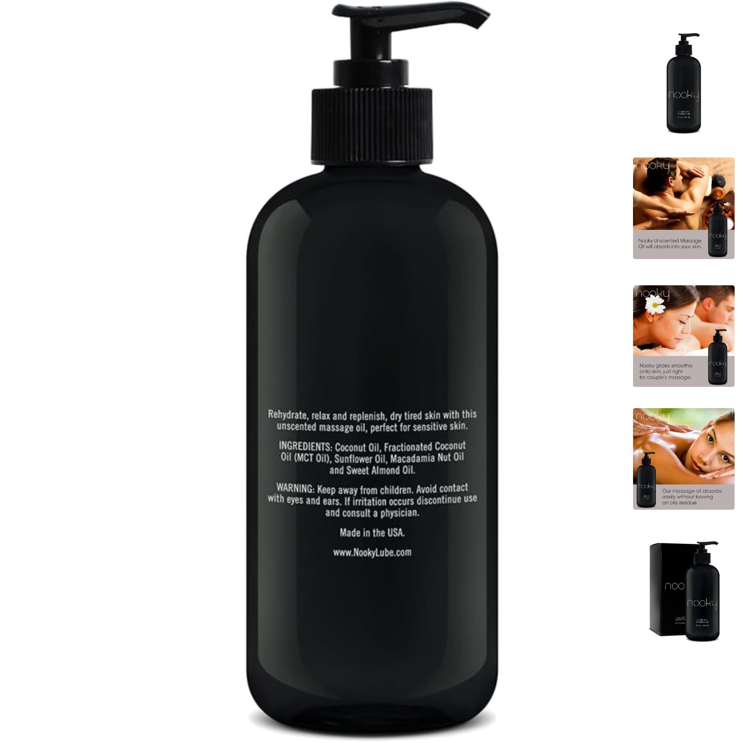 Luxury Unscented Massage Oil with Fractionated Coconut Oil – 16 Fluid Ounces